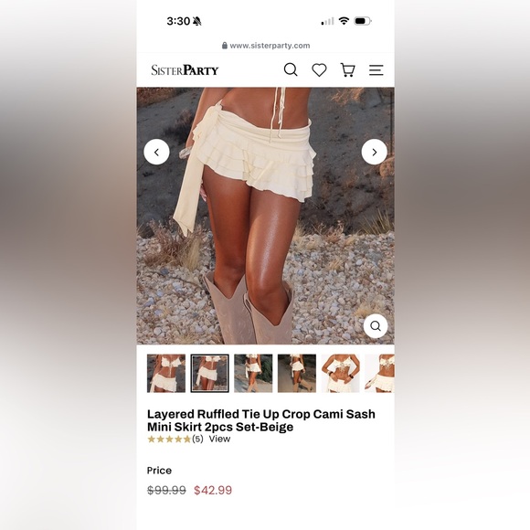 Cream Ruffled Skirt Set - Picture 5 of 5